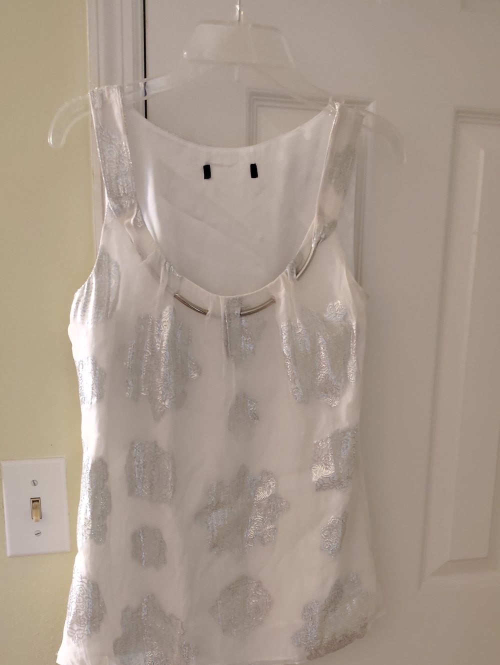 White House Black Market white and silver sleeveless top